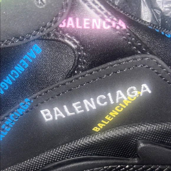 Balenciaga Black Sneakers with Colorful Logo Accents - Picture 4 of 10